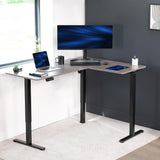 VIVO Electric Height Adjustable 63 x 47 inch Corner Stand Up Desk, Gray Table Top, Black Frame, L-Shaped Standing Workstation, 3CT Series, DESK-E3CTG-47 VIVO