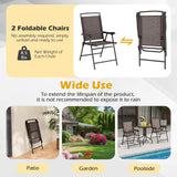 Goplus Bistro Table and Chairs Set of 2, Outdoor 3 Piece Patio Bistro Set with 1.57” Umbrella Hole, Tempered Glass Tabletop, 2 Folding Chairs, Small Patio Furniture Dining Set for Garden, Balcony Goplus