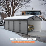 Benass 12x20 Metal Carport, Carport Canopy 12x20 Heavy Duty, Galvanized Steel Roof Car Port with Removable Polyethylene Sidewalls Benass