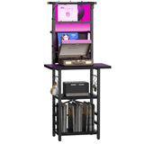 YAKANJ Record Player Stand with Led Light,Record Player Table with Vinyl Storage,Turntable Stand with Record Holder Vinyls Display Shelf for Music Room Studio,Black YAKANJ