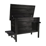 Black Outdoor Cat House Weatherproof Feral Cat Enclosure with Ice Pad for Summer, 100% Insulated All-Round Foam, Wood Large Feral Cat House for Multiple Cats 34.25" L*21.65" W*24.78" H CHXJF