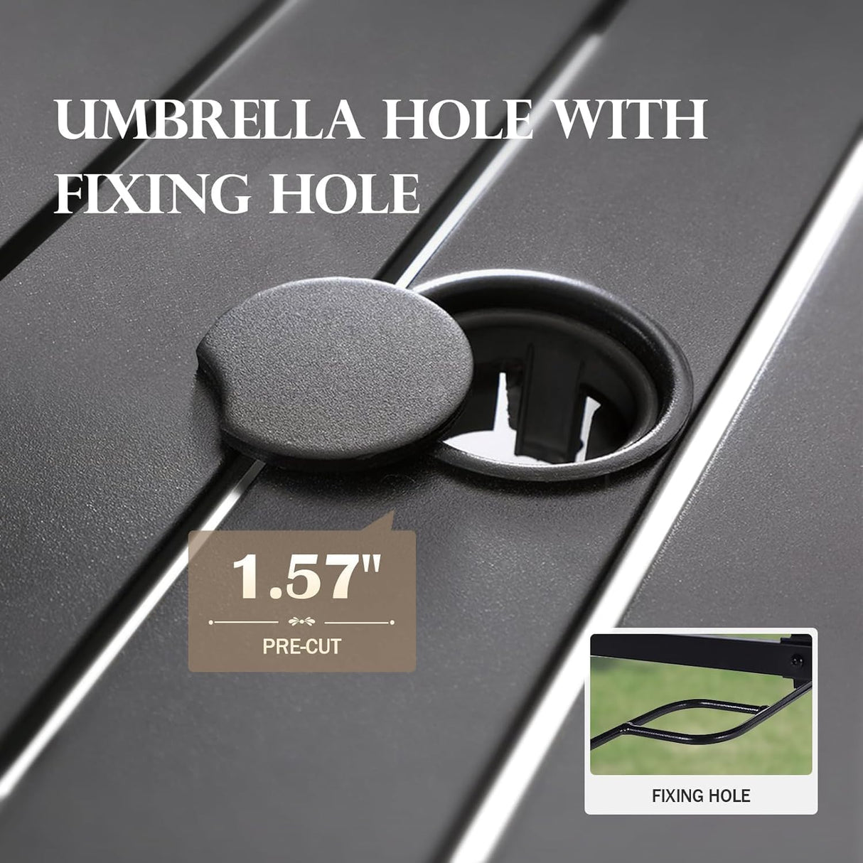 HERA'S HOUSE Patio Table and Chairs for 4, 5 Pieces Outdoor Deck Dining Sets, Square Metal Table Set with Chairs for Lawn Garden Backyard, Brown HERA'S HOUSE