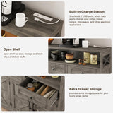 Befrases Farmhouse Buffet Cabinet with Drawers, Sideboard with Storage, Kitchen Pantry Cabinet Hutch, Wood Coffee Bar Station Cabinet for Kitchen, Dining Room, Livingroom, 52" L Rustic Grey Befrases