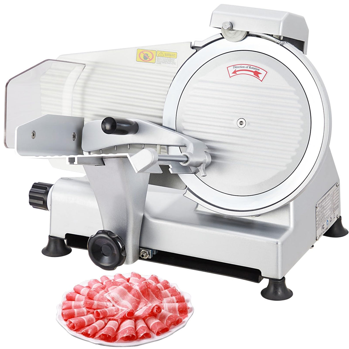 240W Meat Slicer, Electric Food Slicer with 10" Round Blade and Built-in Sharpening Stone, Adjustable Thickness Meat Slicer for Home and Commercial Use to Cuts Meat, Bread and Cheese. TROPOW