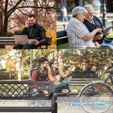 LLLstore Outdoor Bench, Metal Garden Bench with Armrests, Sturdy Steel Frame, 480lb Bearing Capacity, 45.5"L x 21.7"D x 30"H, Black FOXCUP