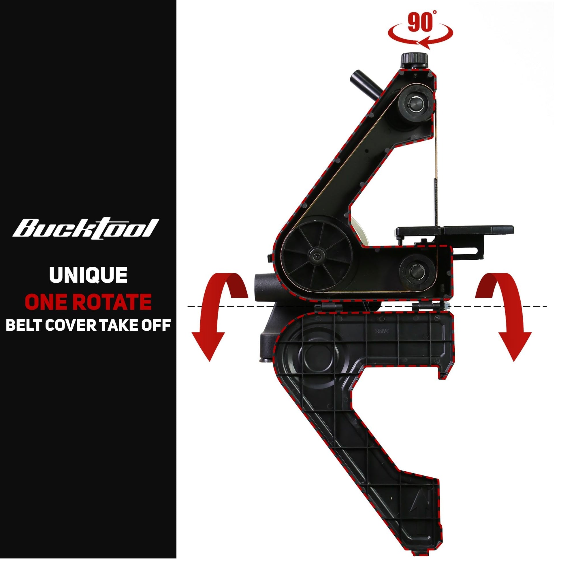 Bucktool 1x30 Inch Bench Belt Sander with 5 Inch Disc with Wrench Storage and Easy Belt Cover Off, 1/3HP Direct Drive Benchtop Belt Disc Sander - WoodArtSupply