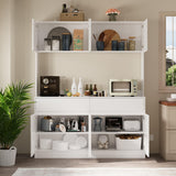 71" Kitchen Pantry Cabinet, Kitchen Hutch with Microwave Stand, Buffet Cabinet with Large Storage Drawers for Dining Room (White) Bobve