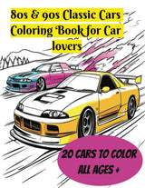 80s & 90s Classic Cars Coloring Book for Car Lovers WoodArtSupply