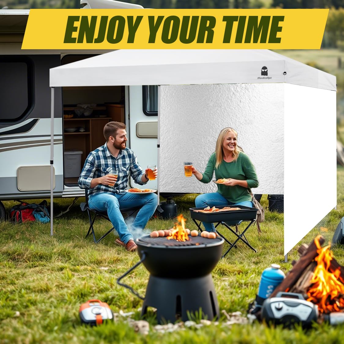 MordenApe 10x10 Pop Up Canopy Tent Sidewalls - Straight Leg Compatible, 300D Waterproof Polyester with 99% UV Protection, 3 Piece White Wall Set MordenApe