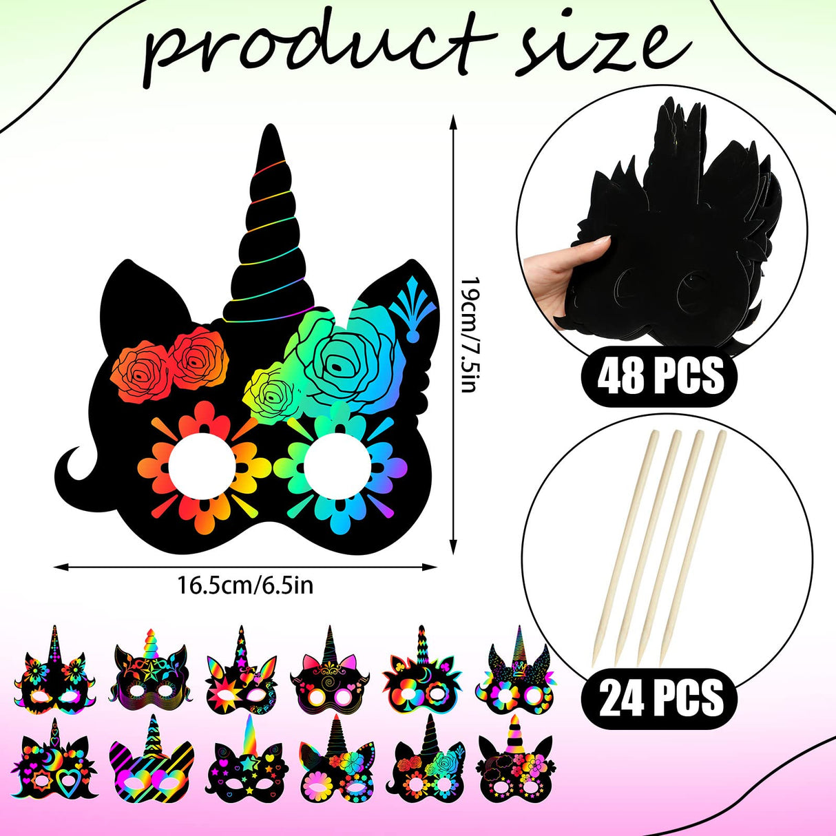 48 Pcs Unicorn Scratch Cards for Kids Rainbow Spring Scratch Crafts 12 Styles Scratch Off Unicorn Party Favors for DIY Crafts Home Decoration Art Project Games Sratte