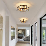 XSDeTu Industrial Semi Flush Mount Ceiling Light, 6 Light Modern Metal Close to Ceiling Light Fixture, Farmhouse Light Fixtures Ceiling Mount, Black Chandelier for Kitchen, Dining Room, Hallway XSDeTu