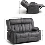 LUCKLIFE Recliner Sofa Set with Manual Recliners,Living Room Furniture Set with Reclining Couch,Loveseat and Armchair,Breathable Fabric Upholstery,Thick Cushions and Ergonomic Design,Dark Gray (2+1) LUCKLIFE