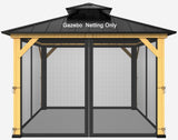 12-ft x 12-ft Gazebo Netting,Gazebo Replacement Mosquito Netting,Universal 4-Panel Mesh Screen Walls with Zippers(Only Netting)-Black Zupoquk