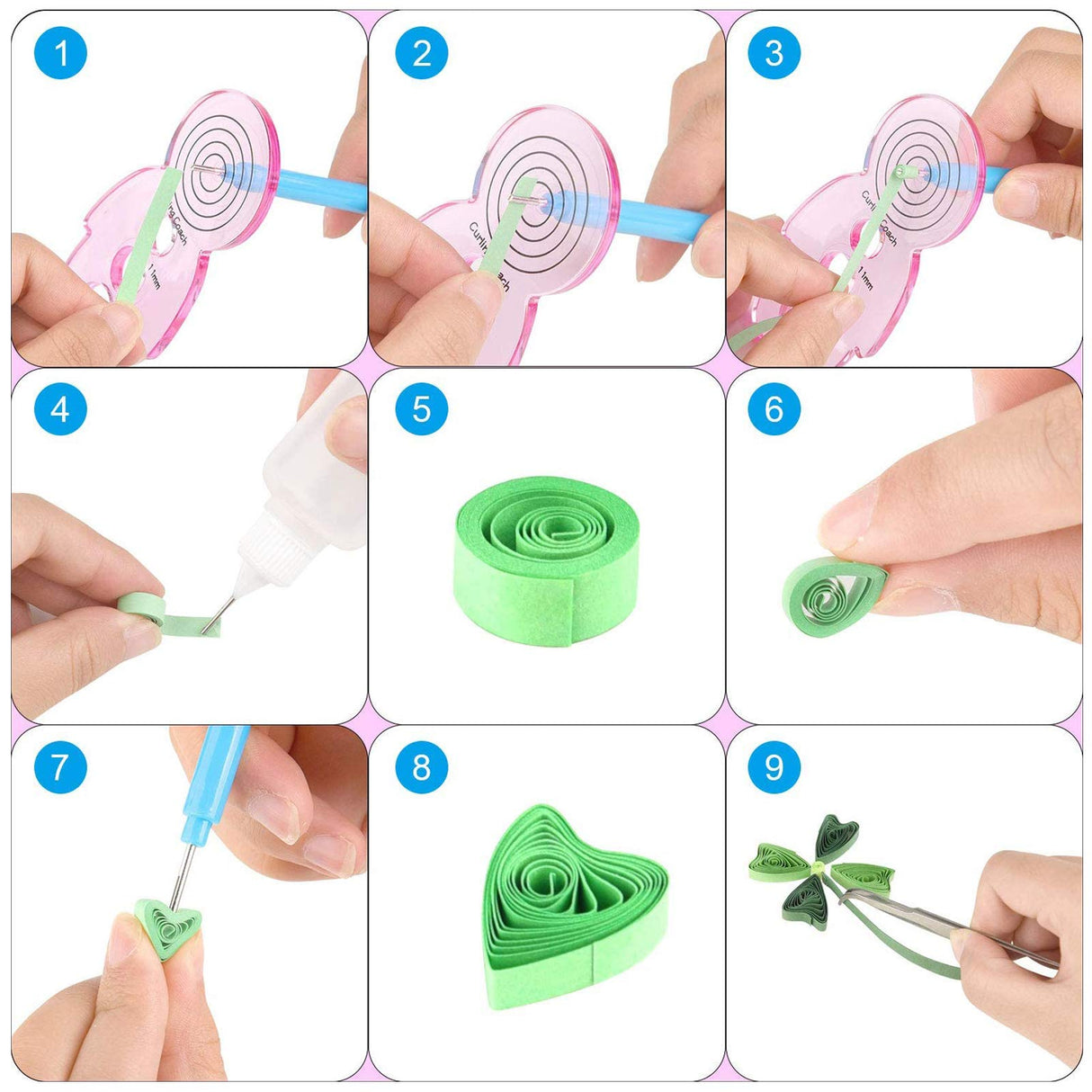 Woohome 48 PCS Paper Quilling Kit, Paper Quilling Making Drawing Design and Papers Quilling Tools for Quilling Art Paper DIY Drawing Handcraft Handmade, Home Decoration Woohome