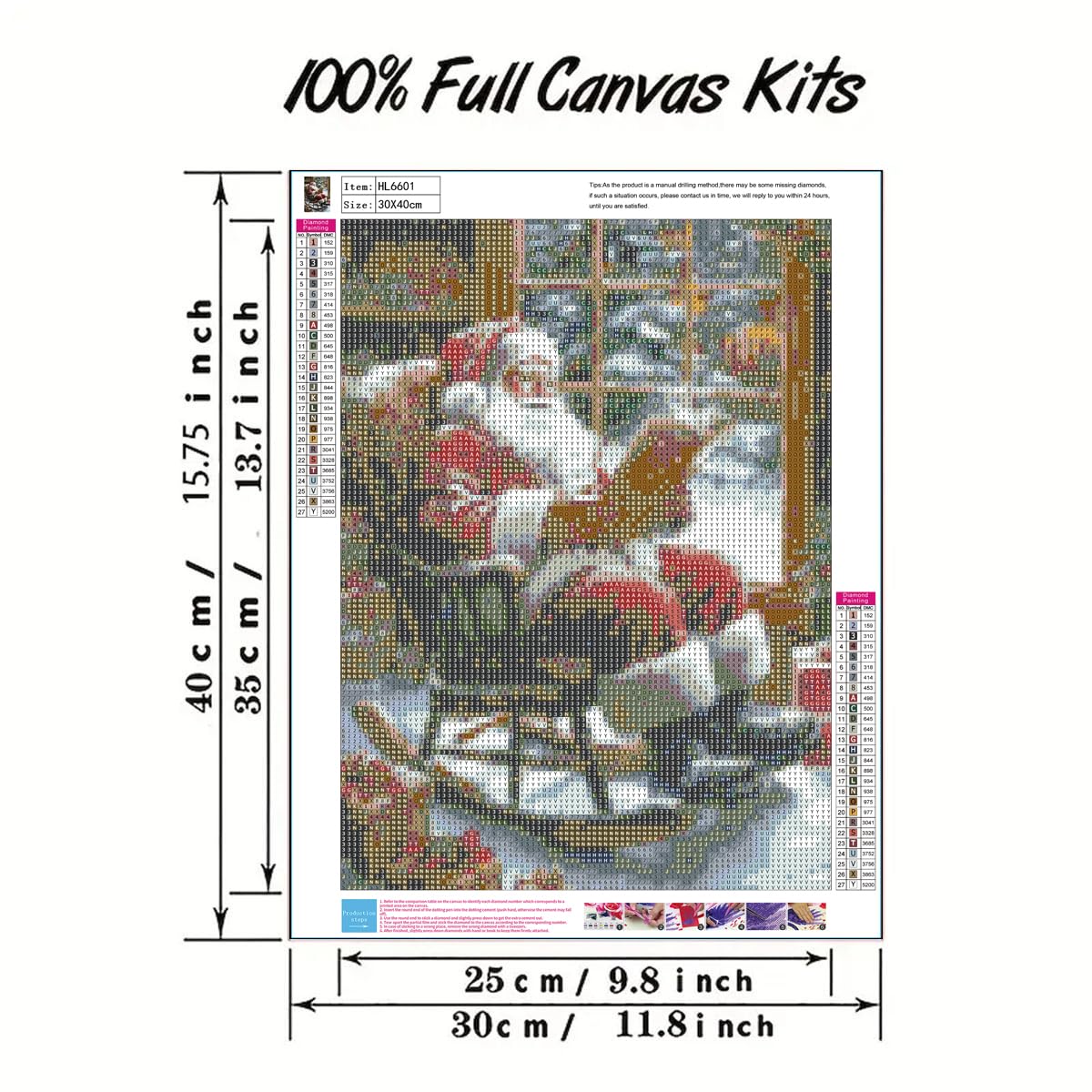 Christmas Diamond Art Kits for Adults, Diamond Painting Kits for Santa Claus is Reading a Book, 5D DIY Full Round Drill Diamond Dot Painting Gem Art Kits for Adult Home Wall Decor 12 X 16 Inch GEMFAMILY