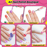 Tudaymol Nail Polish Set for Kids - Water-Based Peelable Polish-8 Colors with Glitter, Gems, Stickers, Pens, Tools, DIY Nail Art Kit, Non-Toxic Girl Toys Birthday Gift for Girls Ages 6 7 8 9 10 11 12 Tudaymol