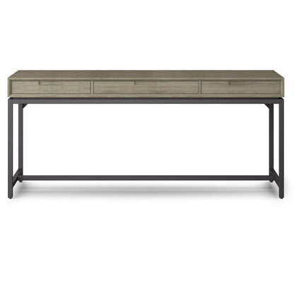 SIMPLIHOME Banting SOLID WOOD and Metal 72 inch Wide Home Office Desk, Writing Table, Workstation, Study Table Furniture in Distressed Grey with 2 Drawers - WoodArtSupply