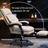 HDHNBA Executive Office Chair Comfortable Desk Chairs with Foot Rest High Back Computer Gaming Chairs Reclining PU Leather Work Chair for Home Office, Beige HDHNBA