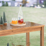 FURNDOOR Patio Console Table 2 Shelf - 45'' Outdoor Rectangular Console Table Dining Table Long Bar Table Wooden for Backyard, Balcony, Poolside (Brown) FURNDOOR