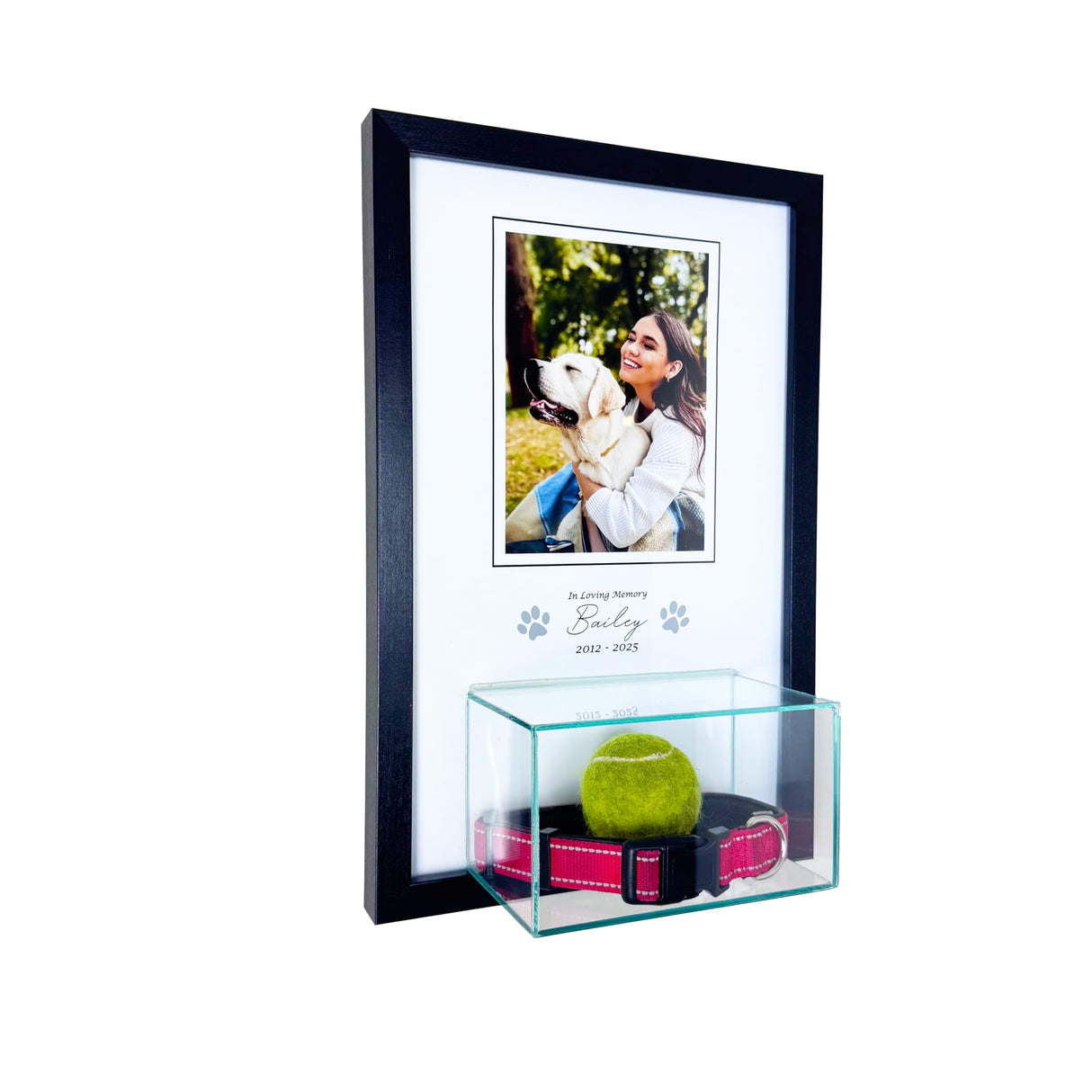 Perfect Cases Pet Memorial Display Case with 8x10 Photo Print and Display Case 7x4x4 Perfect Cases