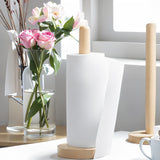 KitchLife Wooden Paper Towel Holder Countertop - Solid Beechwood Paper Towel Dispenser Stand with Anti-Skid Base KitchLife