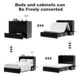 TemkTuek Queen Murphy Bed with Charging Station Cabinet Space Saving Wall Bed for Guest Room, Study, Apartment with Built in USB Ports (NOT Included Mattress) Black (13) TemkTuek