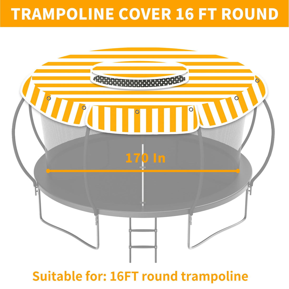 HMOCK Trampoline Shade Cover 16 Ft Round with Air Vent Anti-UV No Standing Water Suitable for 16Ft Round Trampoline Accessories 16ft Yellow HMOCK