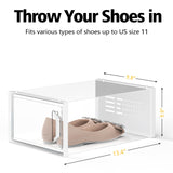SEE SPRING X-Large Shoe Storage Box Fit Size 11, Clear Plastic Stackable Shoe Organizer for Closet, Space Saving Sneaker Shoe Rack Containers Bins Holders for Entryway, Under Bed, 12 Pack Clear SEE SPRING