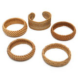 Natural Rattan Bracelet Handmade Lightweight Straw Wicker Braid Woven Bangle Bracelet Ethnic Chunky Bracelet for Women Jewelry-A WoodArtSupply