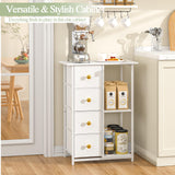 3IngSeagulls Bathroom Storage Cabinet, Bathroom Cabinets Freestanding with 4 Drawers and Adjustable Shelves, 5 Tier Wooden Floor Cabinet, Storage Cabinet for Bathroom, Kitchen, Living Room, White 3IngSeagulls