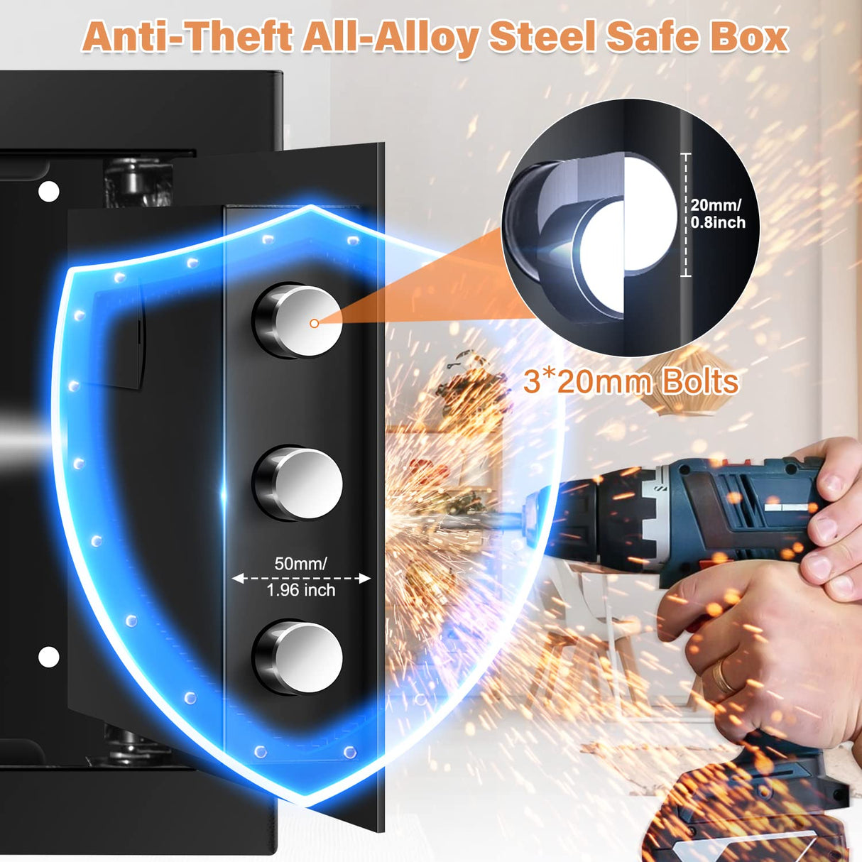 1.2 Cubic Home Safe with Fireproof Bag, Anti-Theft Safe Box for Pistol, Money, Medicine & Documents Tiskgg