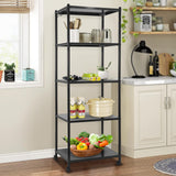 AHULIN 5 Tiers Adjustable Kitchen Storage Rack with Wheels,Freestanding 62In Shelving Storage Rack for Garages, Kitchens, Living Rooms(Black) AHULIN