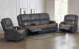 3 Seater Recliner Sofa Set with 2-Tier Cushion, 3+1+1 Pieces in Living Room, 3 Seater Reclining Couch Velvet Fabric with Removable Console, 2 Oversize Recliner Chair Sofa Seat - Grey Yolsali