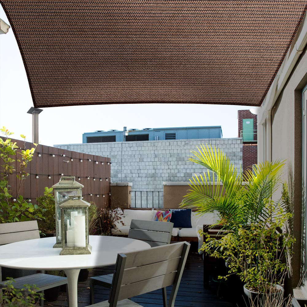 Eden's Decor Square 15' x 15' Brown Sun Shade Sail Canopy UV Block for Backyard Porch Pergola Lawn Garden Carport Eden's Decor