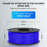 JAYO TPU 3D Printer Filament Bundle, 95A Flexible Soft TPU Filament 1.75mm, 250g Spool, 4 Rolls, 1kg in Total, Green+Orange+Red+Blue JAYO