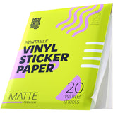 Premium Printable Vinyl Sticker Paper for Inkjet Printer and Laser - 20 White Matte Sticker Paper Waterproof - Durability Adhesive Paper 8.5 x 11, Fast Dry, Holds Ink Well, Great for Cutting Machines SMALL SMILE