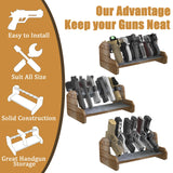 Aoanoko Pistol Rack for Gun Safe, Handgun Rack with Non Slip Carpeted Surface, Pure Wood Made Pistol Stand for Gun Cabinet Storage Pistol Storage, 6 Slots Pistol Stand Aoanoko