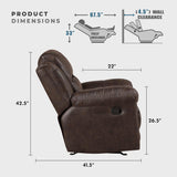 Lexicon Rocker Recliner Chair for Living Room, Wall Hugger Manual Recliner Chairs, Textured Microfiber Upholstered Rocking Reclining Chair, Home Theater Seating, Required Assembly, Dark Brown Lexicon