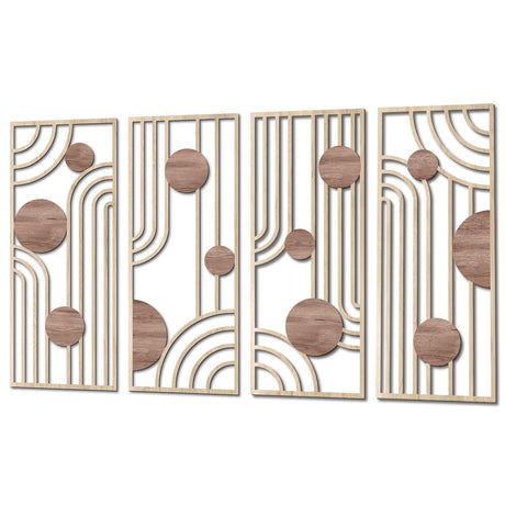 COLOR VALLEYART Set of 3 Modern Wood Wall Art Panels, Boho Geometric Design, 11.4 x 7 inches, Indoor Decor for Living Room, Office (6.2L''x15.7W''*4Pcs) COLOR VALLEY ART