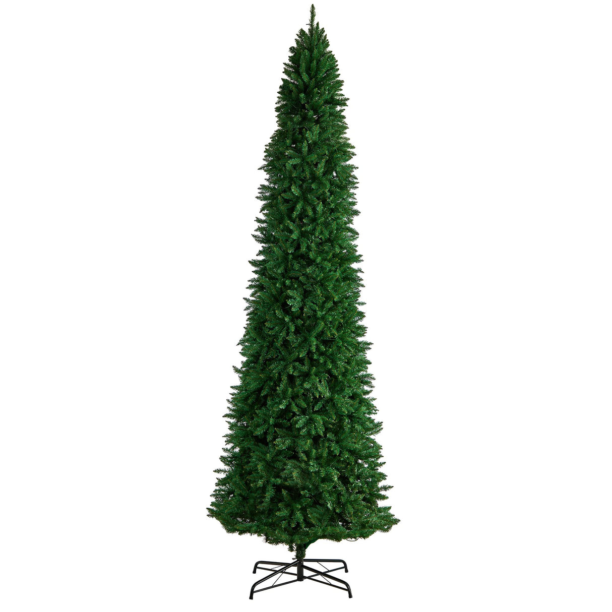 Nearly Natural 12ft. Slim Green Mountain Pine Artificial Christmas Tree with 1100 Clear LED Lights and 3235 Tips Nearly Natural