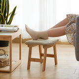 Foot Stool,Ottoman Foot Rest,Bamboo Foot Stool Under Desk,Small Stool for Living Room, Bedroom and Kitchen (Natural Legs - Beige Stool Surface) Furshus