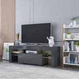 HOUAGI LED TV Stand for Televisions up to 55 Inchs,Modern Entertainment Center with Storage Drawer and Glass Shelf, TV Console Table for Living Room,Bedroom (Black, 50in) HOUAGI