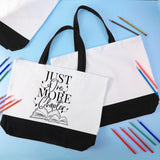 50 Pieces Large Canvas Tote Bags Reusable Grocery Cloth Bags Sublimation Tote Bags Blank Plain Bulk Bags with Zipper Cotton Tote Bag Black White for DIY Crafts for Shopping Women Employee Teachers Sieral