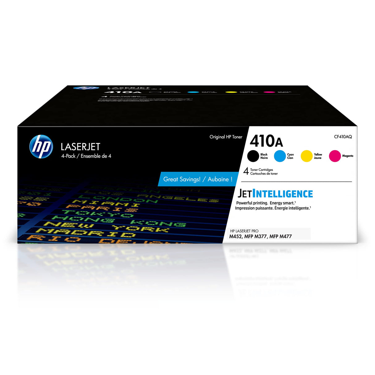HP 410A Black, Cyan, Magenta, Yellow Toner Cartridges (4-pack) | Works with HP Color LaserJet Pro M452 Series, HP Color LaserJet Pro MFP M377, M477 Series | CF410AQ HP