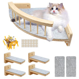 Cat Wall Shelves with 4 Step Scratch Post & Hammock Bed Wooden Floating Climbing Furniture for Sleeping and Playing Indoor Cat Climbing Shelf Corner Shelf Perches Support 20 LBS Housense