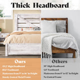 AMERLIFE King Size Distressed White Farmhouse Bed Frame with Barn Door Headboard and Under Bed Storage AMERLIFE