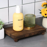 Wood Pedestal Stand Kitchen Soap Tray Farmhouse Wooden Riser Stand for Kitchen Bathroom Counter Table Decor Plant Candle Vases Display (Dark Brown, 9 x 6 Inch) Amyhill