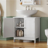 TEENFON Pedestal Sink Storage Cabinet, Under Sink Cabinet with 2 Doors & Shelf, Under Bathroom Sink Cabinet, Pedestal Sink Storage for Bathroom, White TEENFON