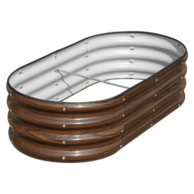 SnugNiture Galvanized Raised Garden Bed, 4x2x1ft Oval Metal Planter Box for Planting Outdoor Plants Vegetables