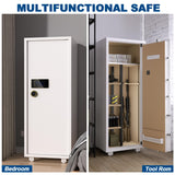 TIGERKING 【𝟐𝟒𝟑 𝐋𝐁𝐒】 2025 𝑯𝒆𝒂𝒗𝒚 𝑫𝒖𝒕𝒚 6-8 Gun Safe, Large Gun Safes for Home Rifle and Pistol, Gun Cabinets for Rifles and Shotguns with 3 Removable Shelf, White TIGERKING